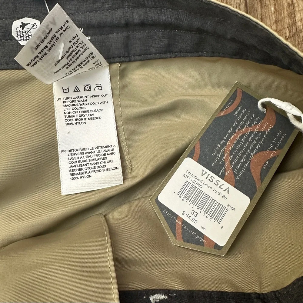 Vissla Nylon Summer Swim Shorts Men’s Size 33 Khaki